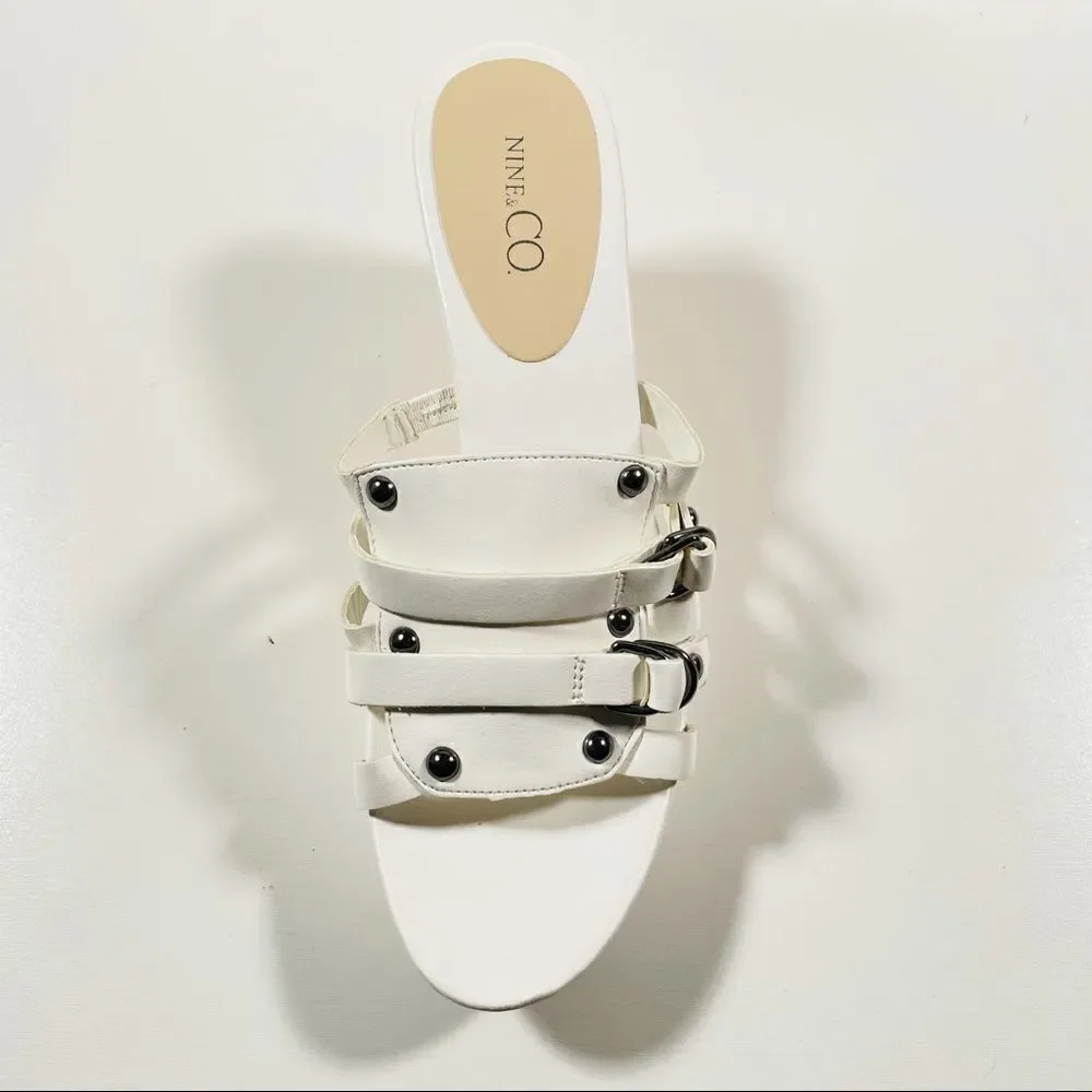New Nine & co White / Silver Cork Wedge Sandals